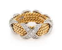 An 18 Karat Yellow Gold, Platinum and Diamond 'Four Rows X' Ring, Schlumberger for Tiffany & Co., 5.90 dwts
