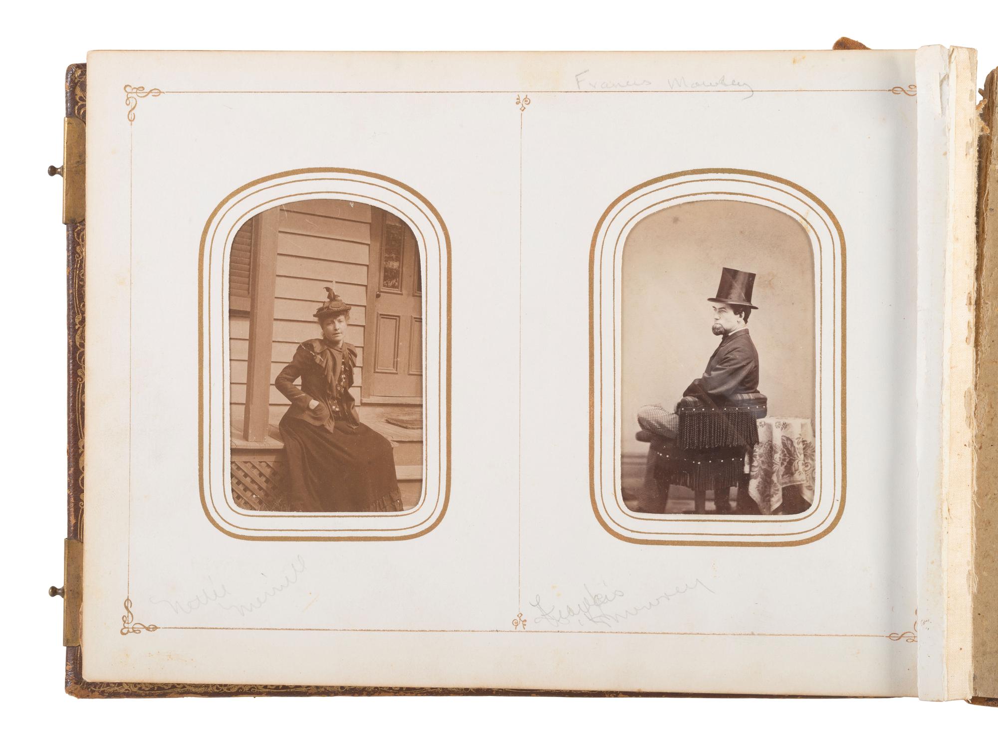 [Early Photo] Album related to photographer Francis Mowrey incl Image of Himself Dressed as a Woman