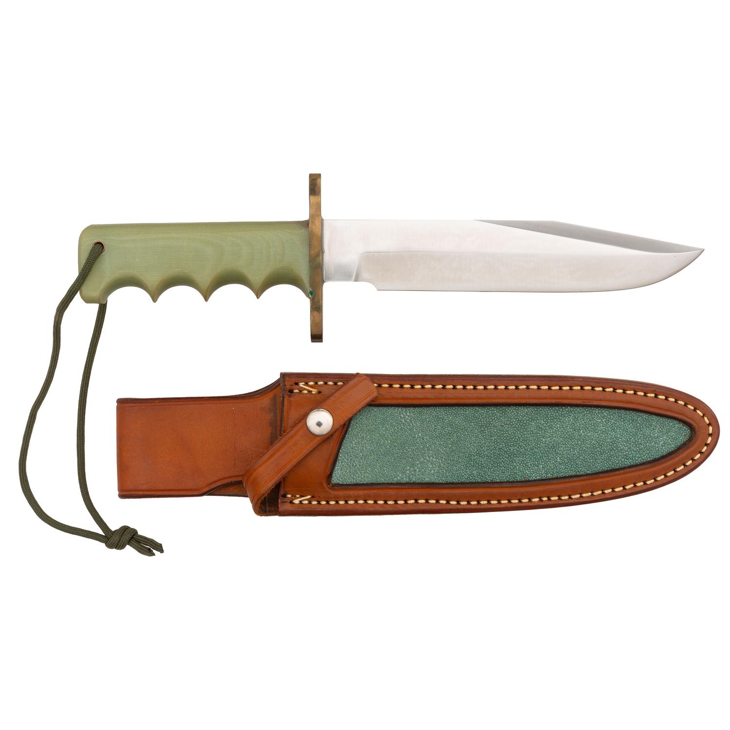 Randall Attack Stainless with Jade Color Hilt and Custom Sheath by F.W. Byrd