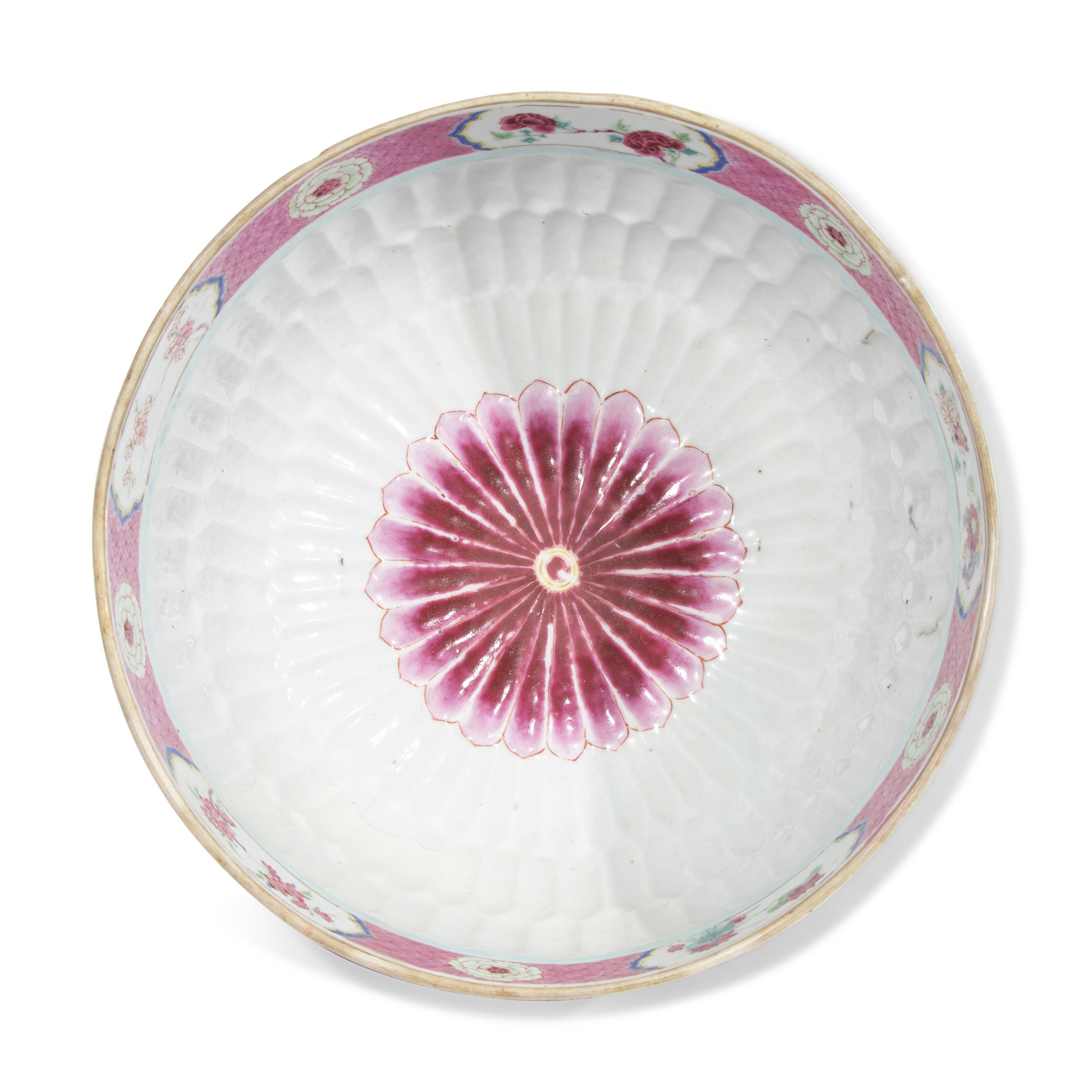 A Chinese Export Porcelain Pink Lotus Punch Bowl