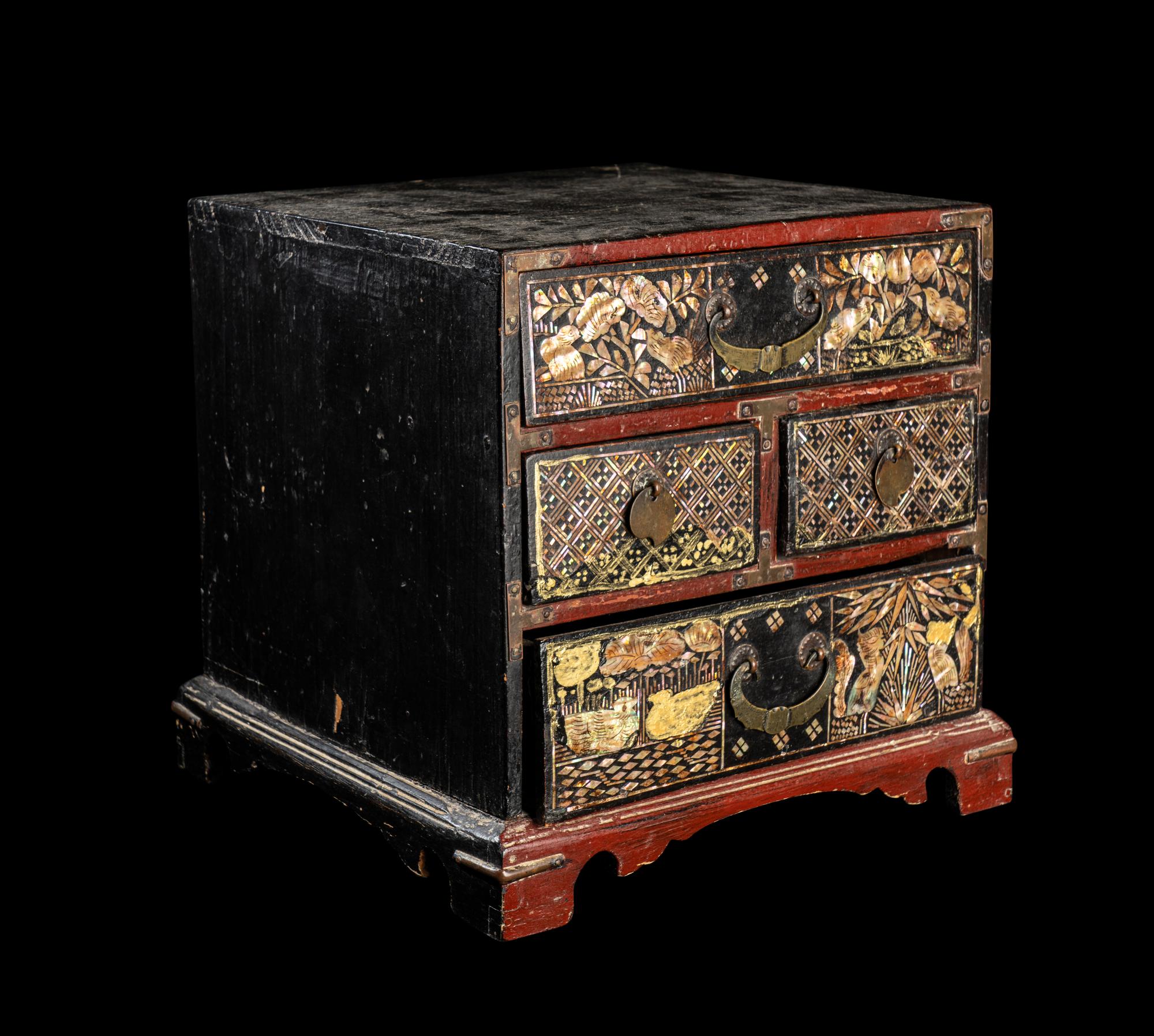 Two Korean Mother-of-Pearl Inlaid Lacquered Accessory Boxes