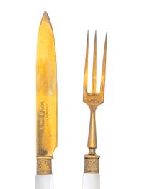 A Cased Eight-Piece Set of French Mother-of-Pearl Handled Flatware Articles