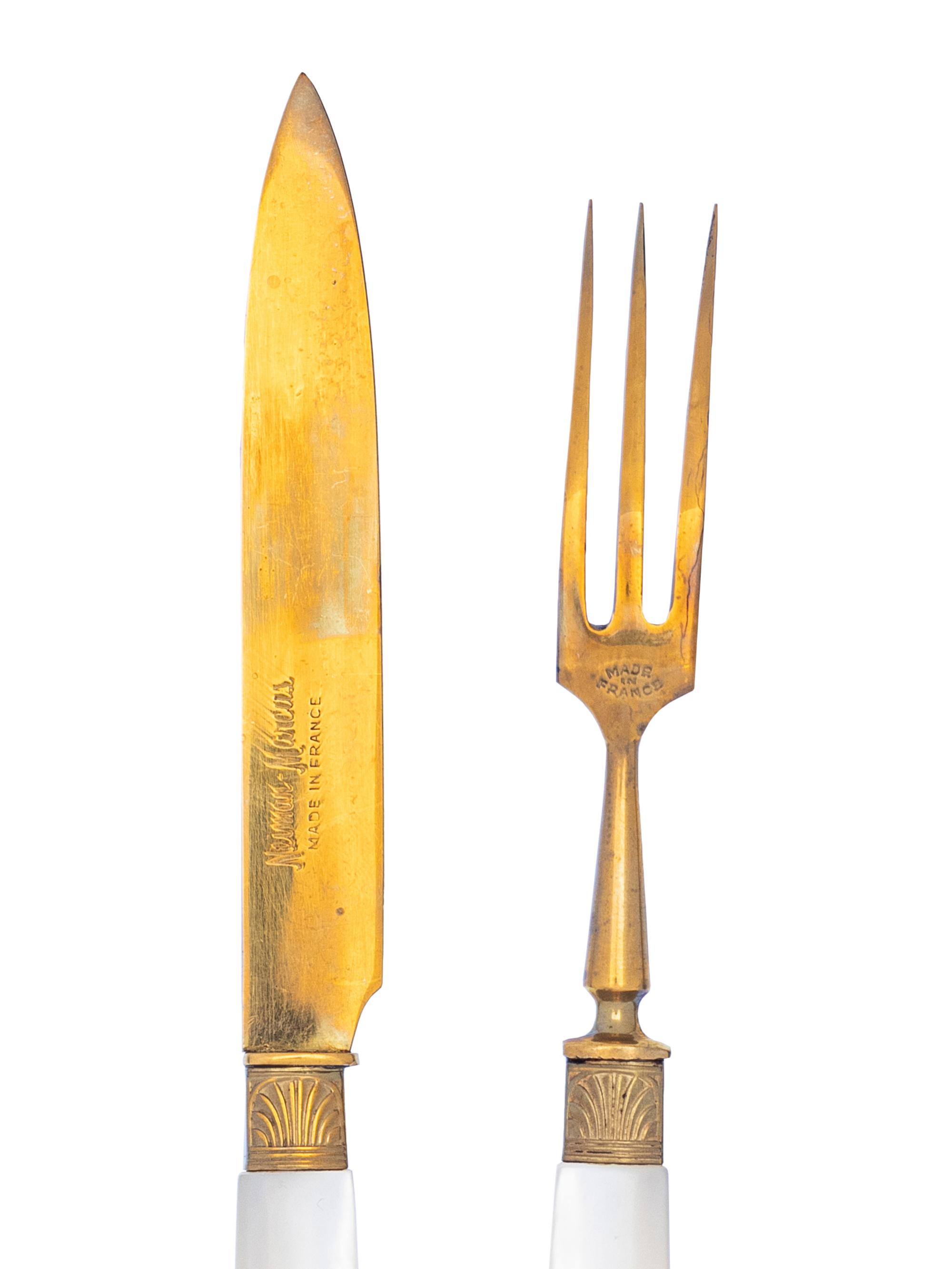 A Cased Eight-Piece Set of French Mother-of-Pearl Handled Flatware Articles