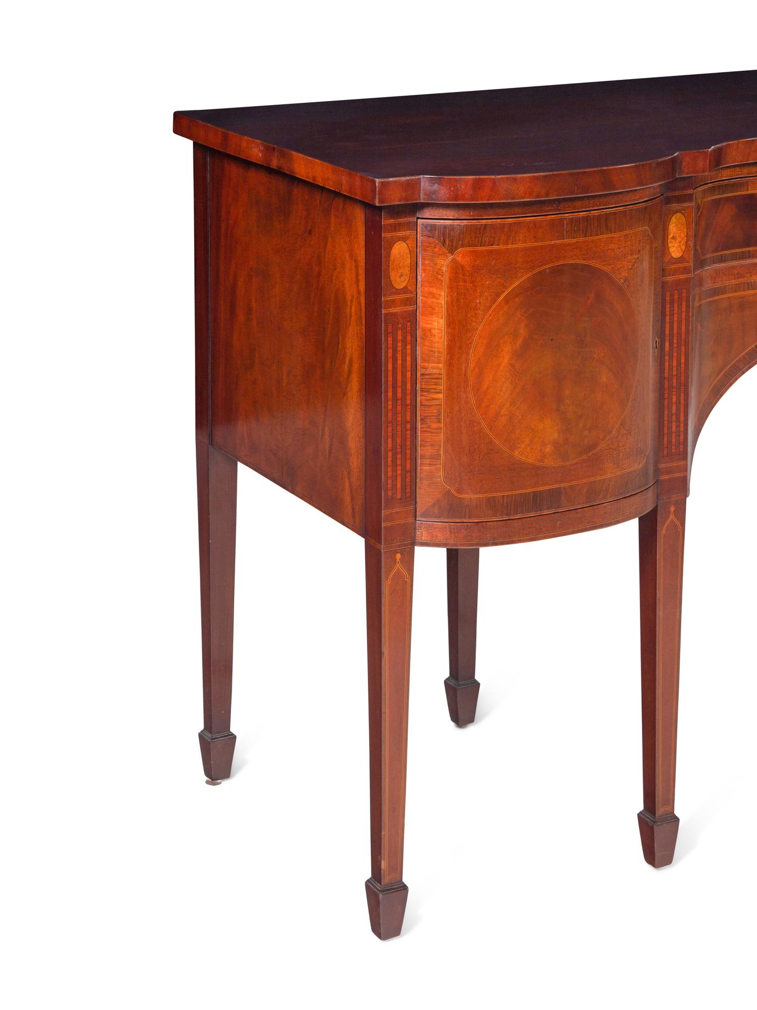 A George III Style Satinwood Inlaid Mahogany Sideboard