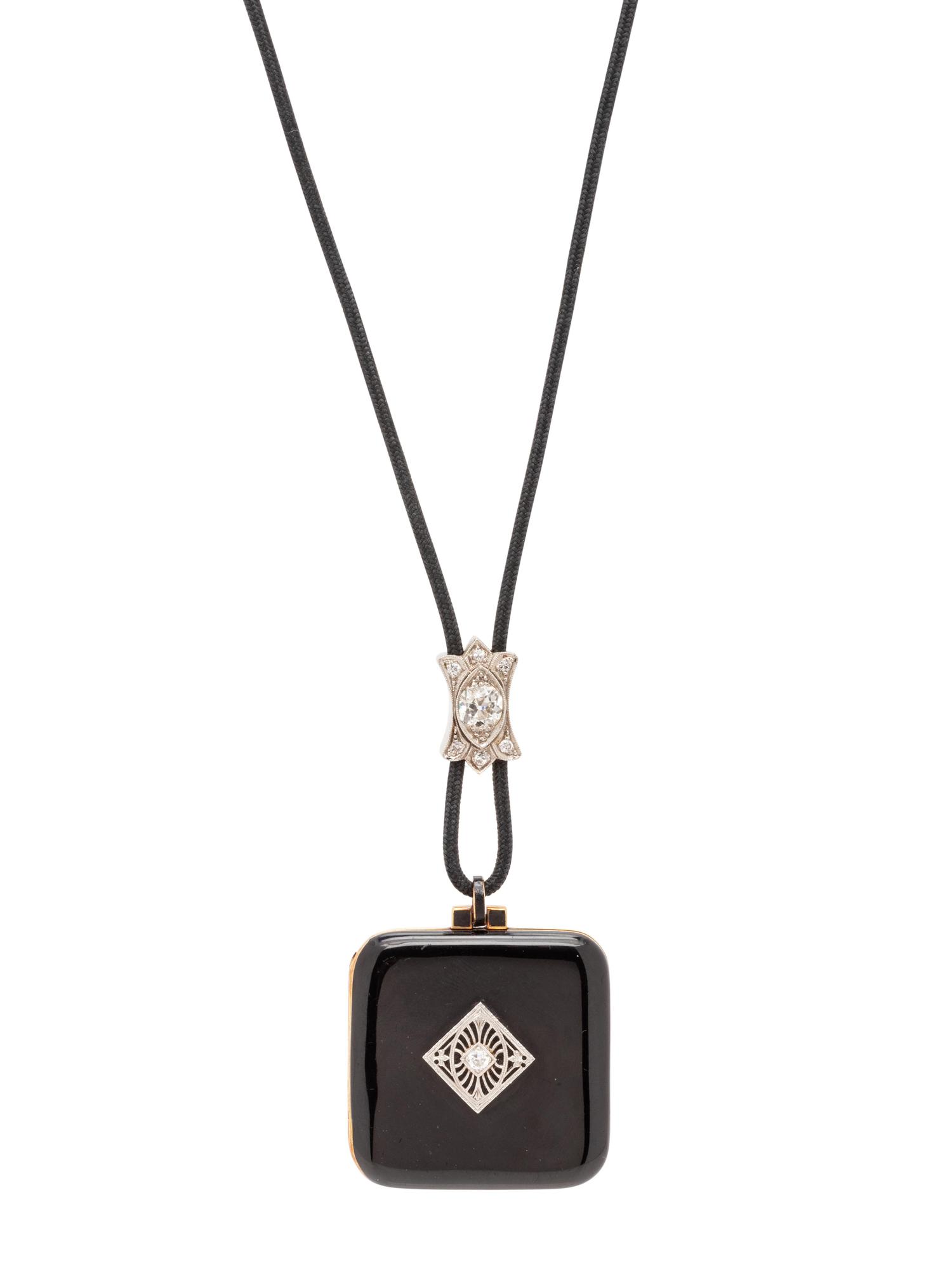 Carter, Gough & Co., Edwardian, Diamond and Enamel Locket Pendant