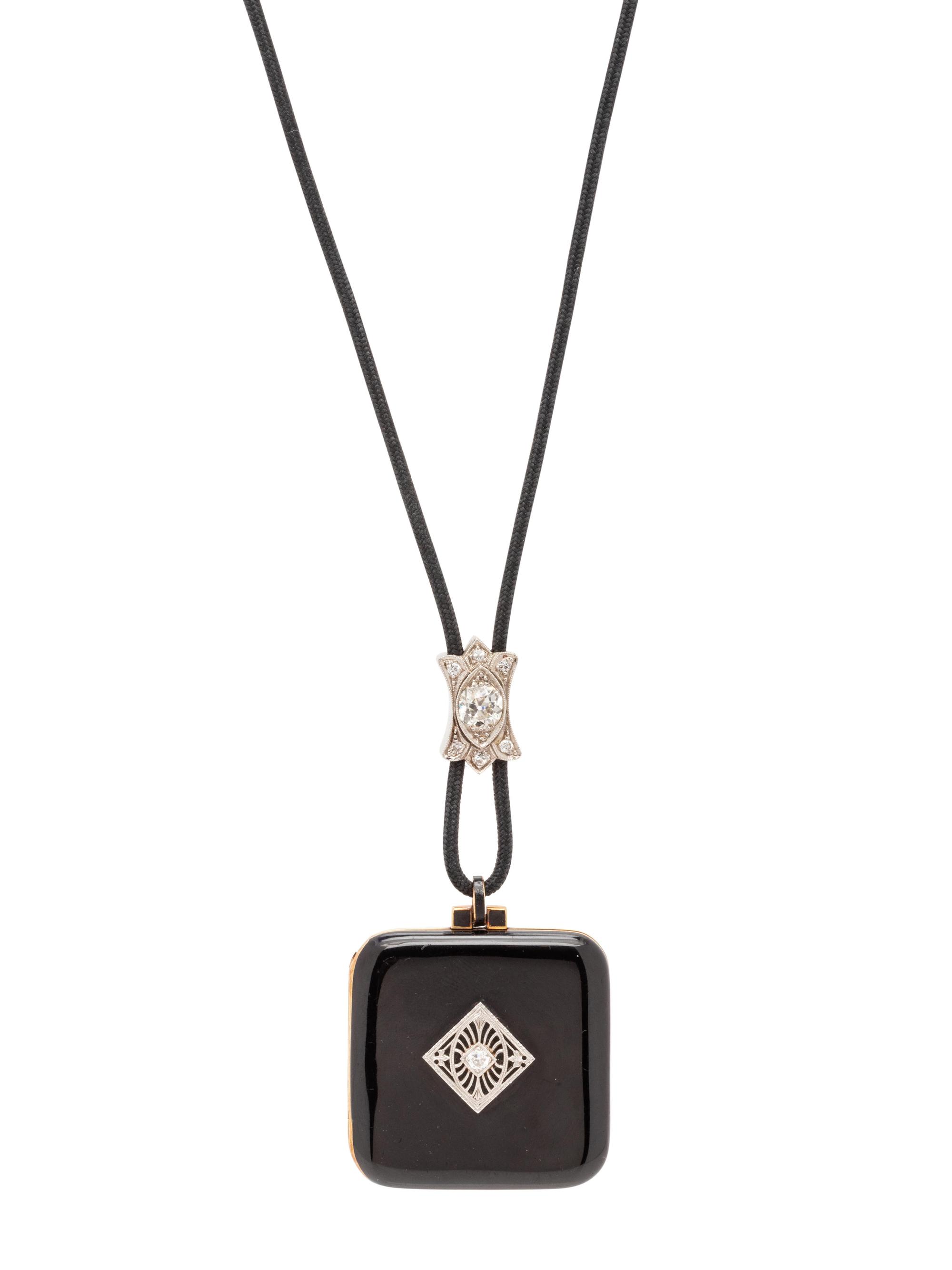 Carter, Gough & Co., Edwardian, Diamond and Enamel Locket Pendant