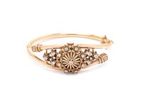 YELLOW GOLD AND DIAMOND SURPRISE WATCH BANGLE BRACELET