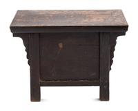 A Chinese Carved and Black Painted Wood Diminutive Chest