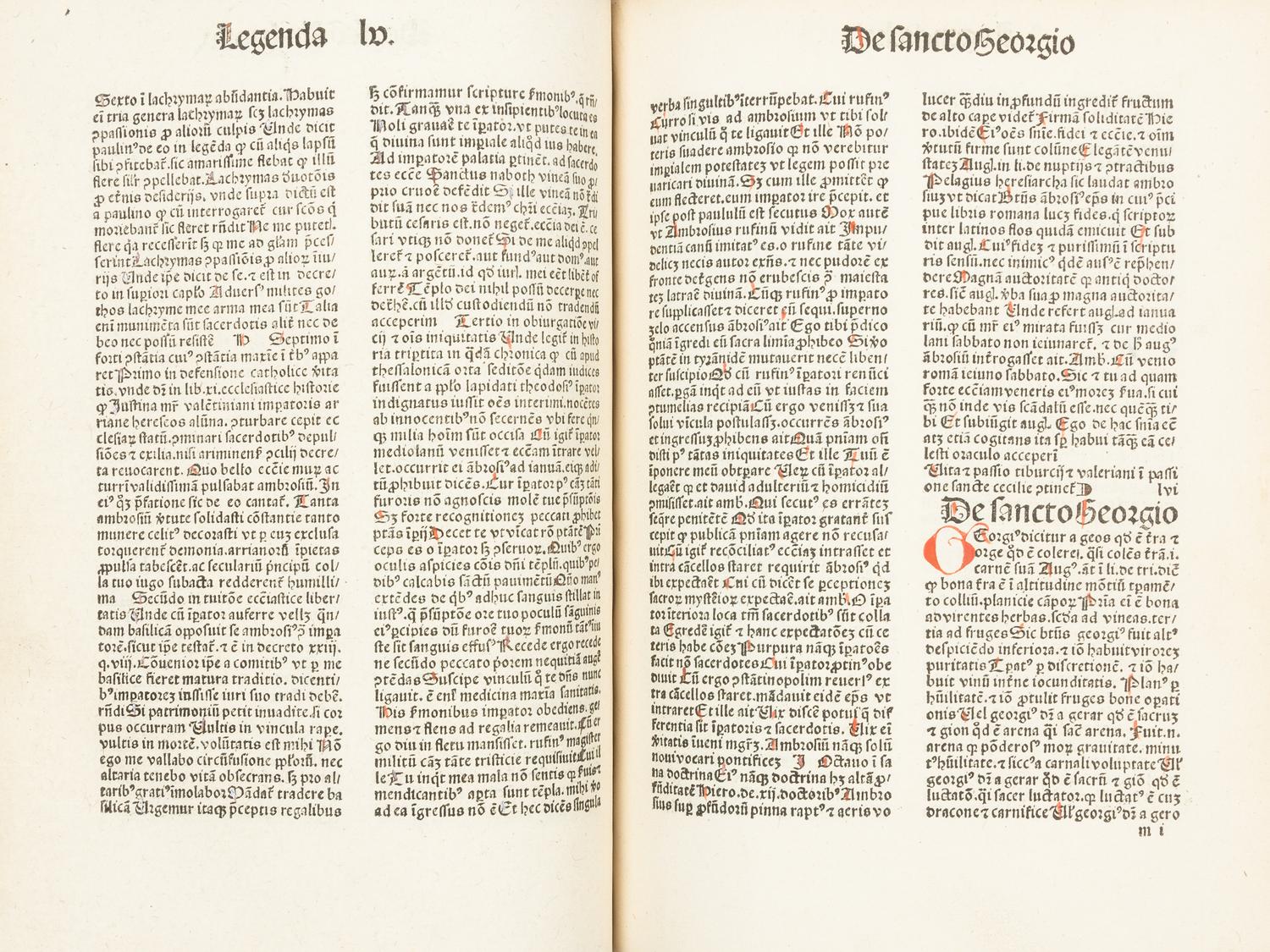 VORAGINE, Jacobus de (1230?-1298?) Legenda Aurea. USARDIS (d. ca.875). Martyrologium. Cologne: Johann Koelhoff, [22 July] 1490.