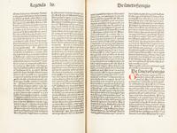 VORAGINE, Jacobus de (1230?-1298?) Legenda Aurea. USARDIS (d. ca.875). Martyrologium. Cologne: Johann Koelhoff, [22 July] 1490.