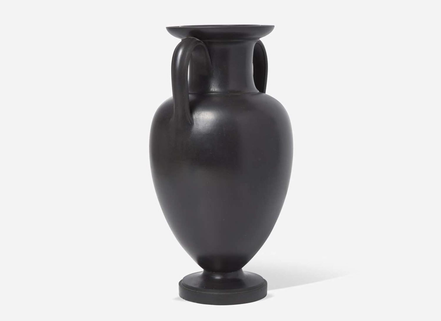 A Large Wedgwood Black Basalt Handled Vase, UK, early 19th century