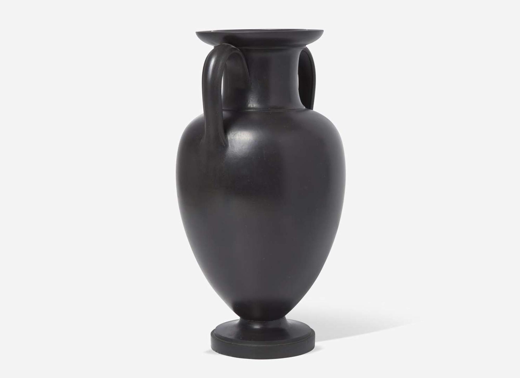 A Large Wedgwood Black Basalt Handled Vase, UK, early 19th century