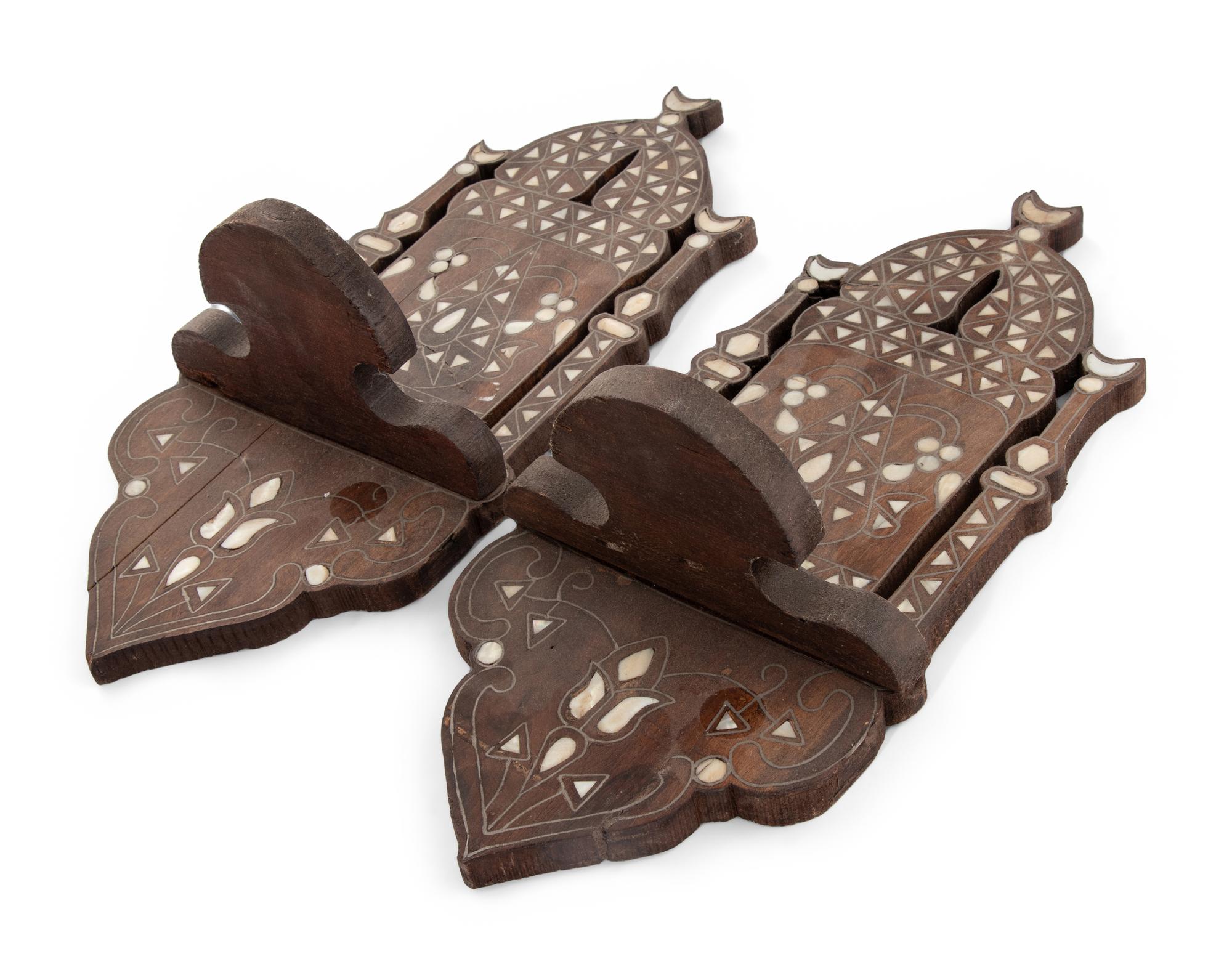 A Pair of Syrian Mother of Pearl Inlaid Lantern Shelves