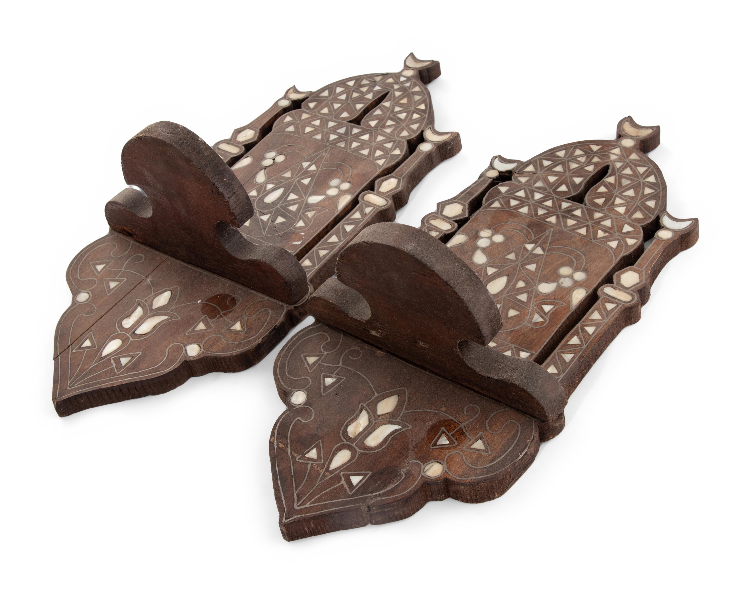 A Pair of Syrian Mother of Pearl Inlaid Lantern Shelves