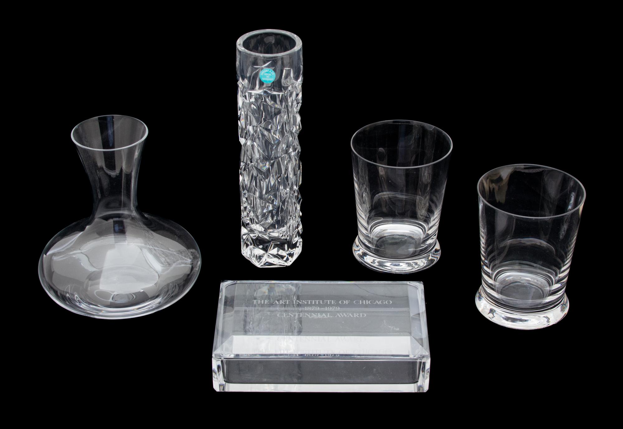 A Group of Five Crystal Articles by Tiffany & Co. Height of tallest 8 inches. — 20TH CENTURY