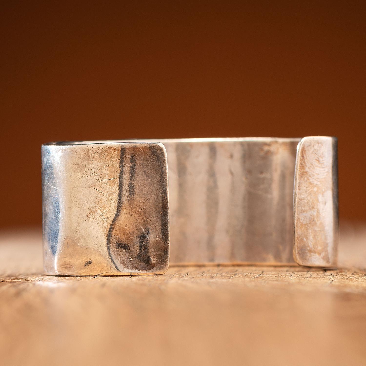 Zuni Silver Cuff Bracelet, with Blue Gem Turquoise Channel Inlay