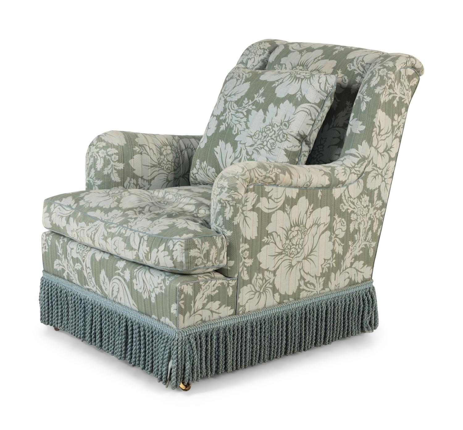 A Custom Bridgewater Style Easy Chair with Bullion Fringe
