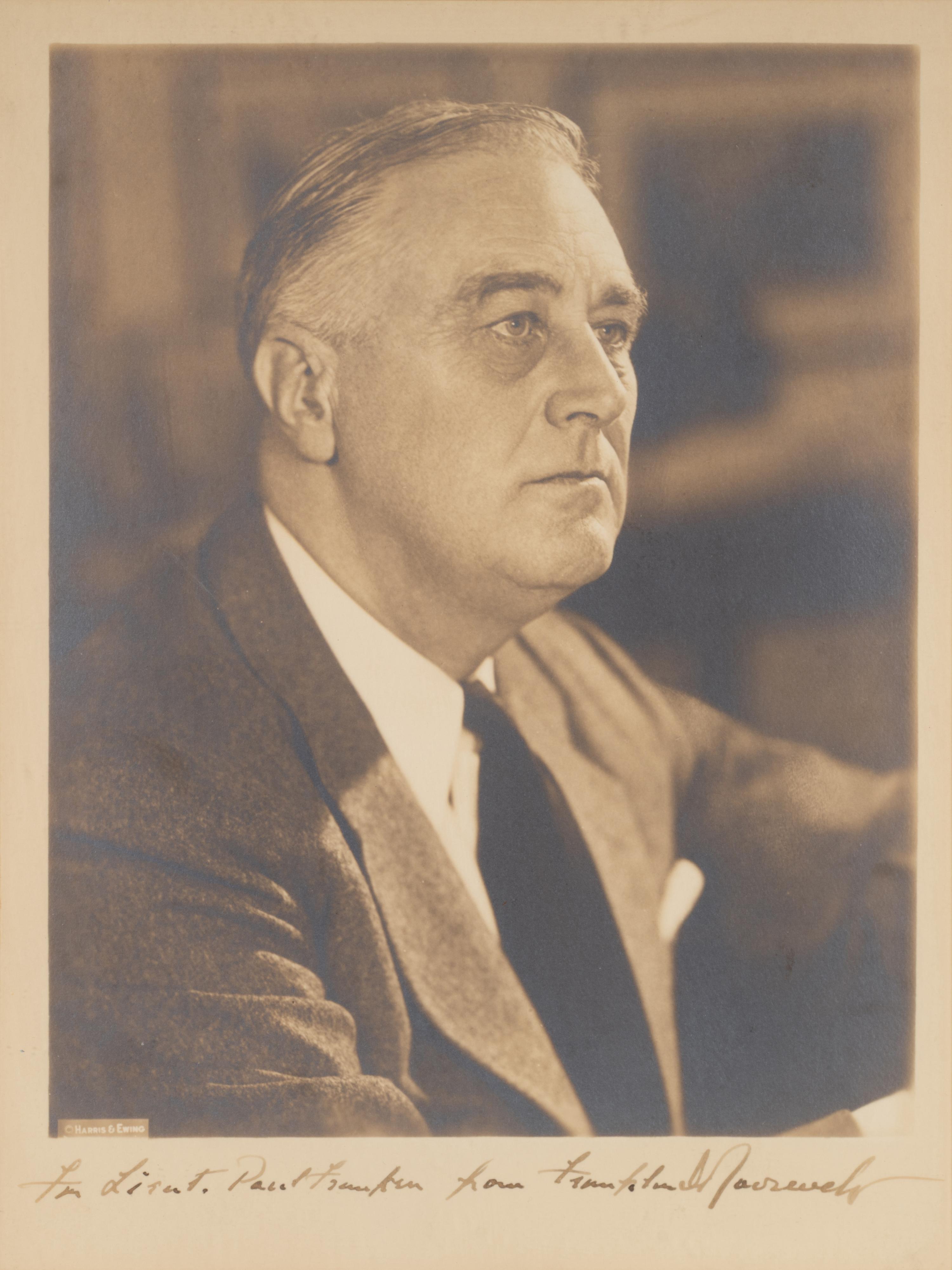 Roosevelt, Franklin Delano (1882-1945). Photograph signed ("Franklin D. Roosevelt). N.p., n.d. [ca 1940].