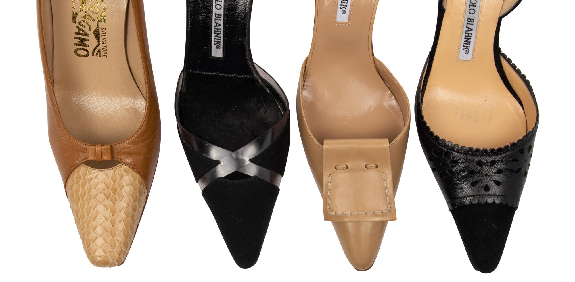 Four Pairs of Designer Shoes, Three Manolo Blahnik and One Ferragamo