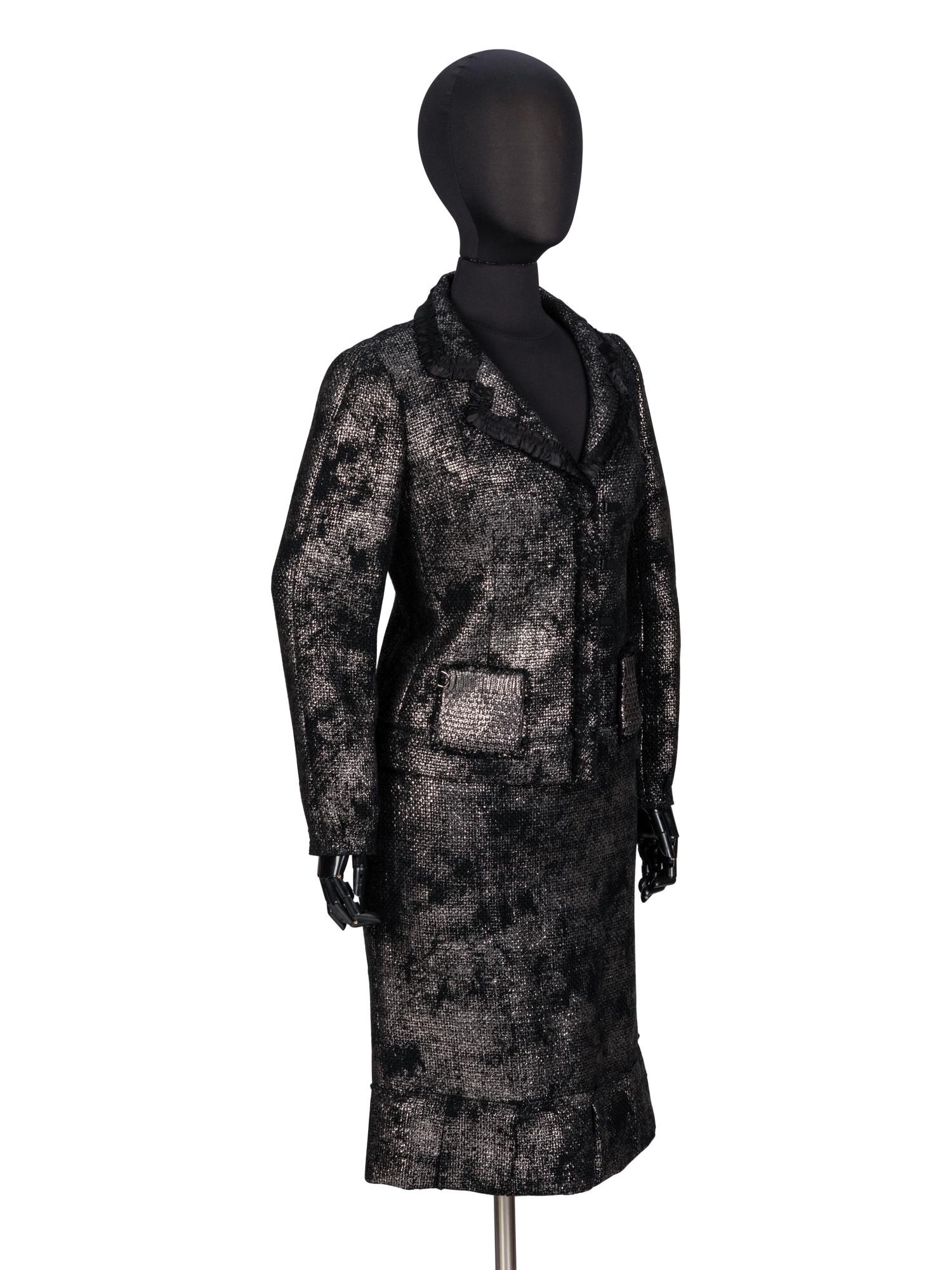 Prada, Silver-Coated Tweed Skirt Suit