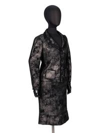 Prada, Silver-Coated Tweed Skirt Suit