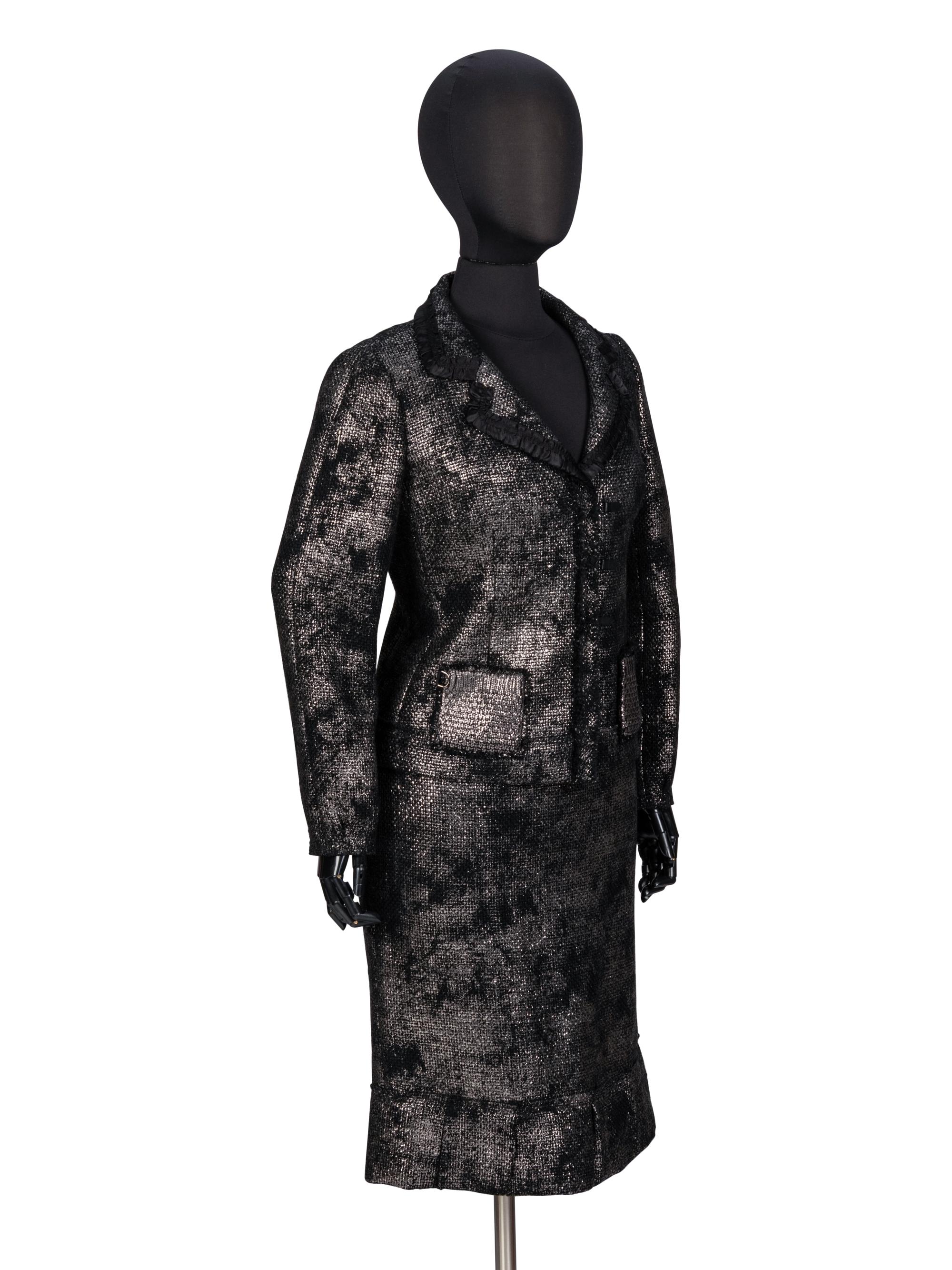 Prada, Silver-Coated Tweed Skirt Suit