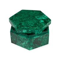 Five Hexagonal Malachite Boxes
