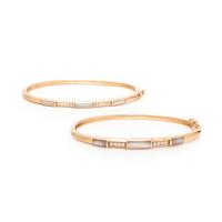 Kabana, Two Mother-of-Pearl, Diamond, and Rose Gold Bangle Bracelets