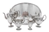 A Victorian Silver Tea and Coffee Service, John, Edward, Walter & John Barnard, London, 1872, comprising a coffee pot, a teapot, a crea