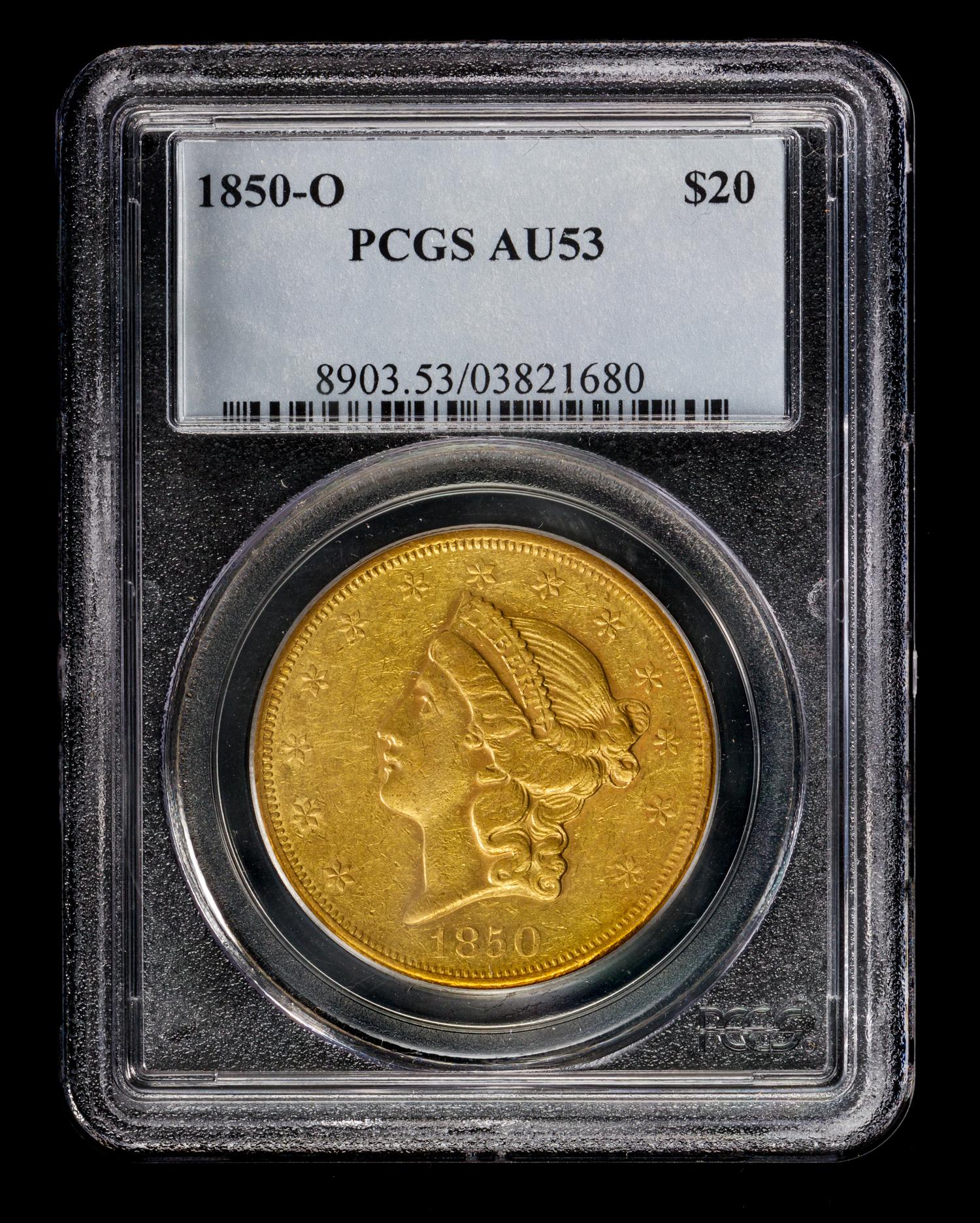 A United States 1850-O Liberty Head $20 Gold Coin
