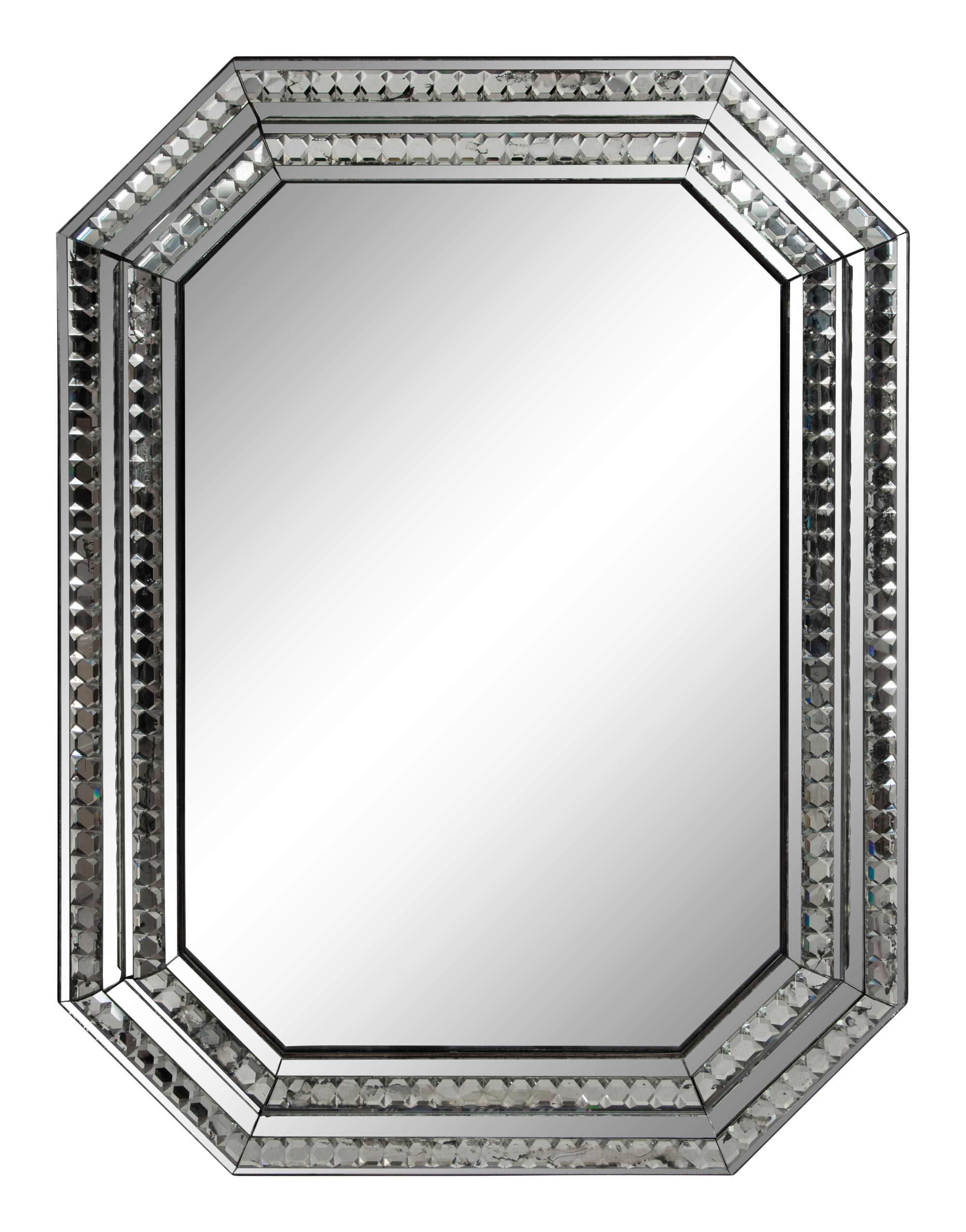 A Pair of Octagonal Faceted Glass Framed Mirrors