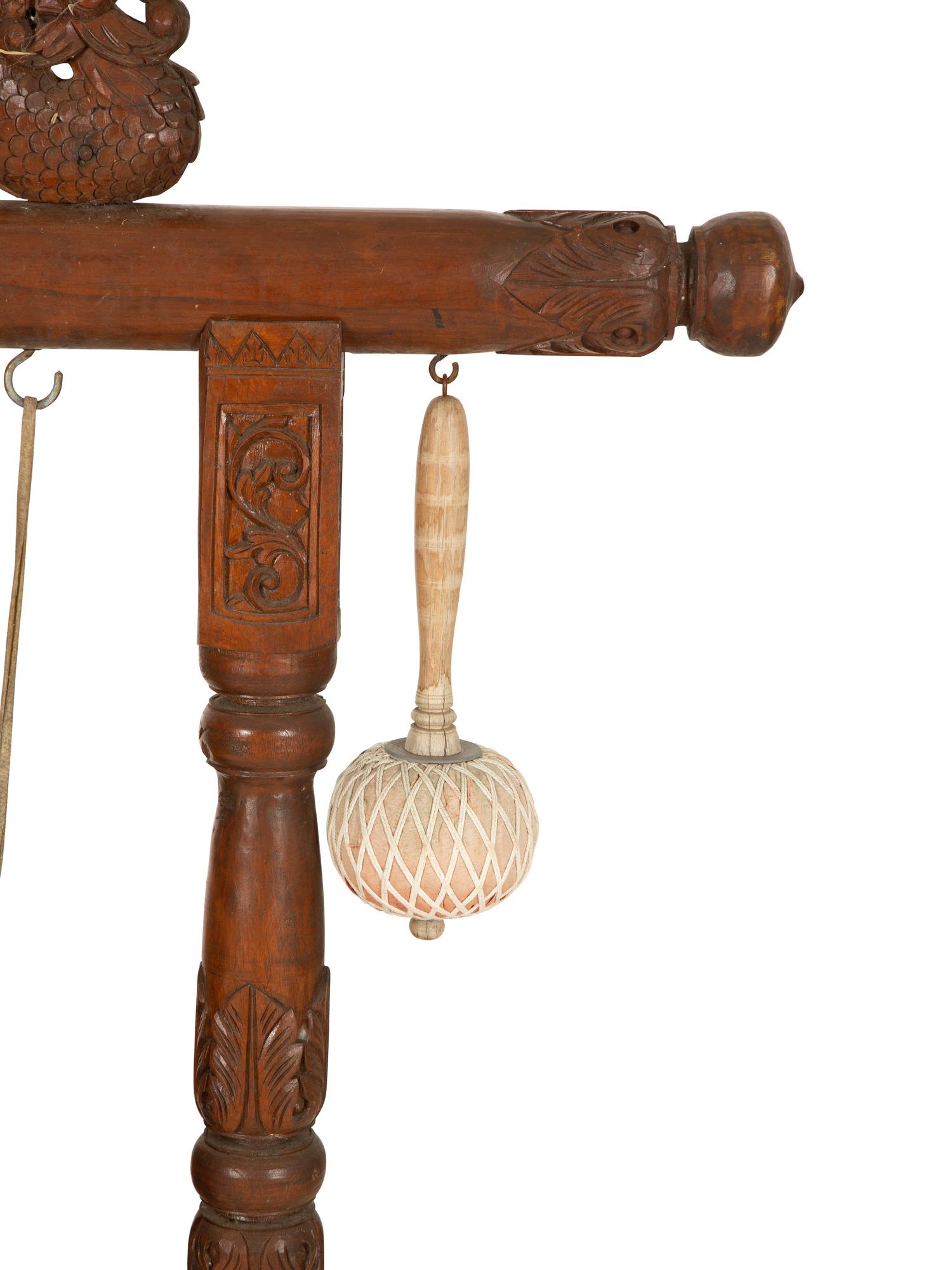 A Indonesian Gamelan Gong on Carved Wood Stand with Mallet — 19th/20th Century