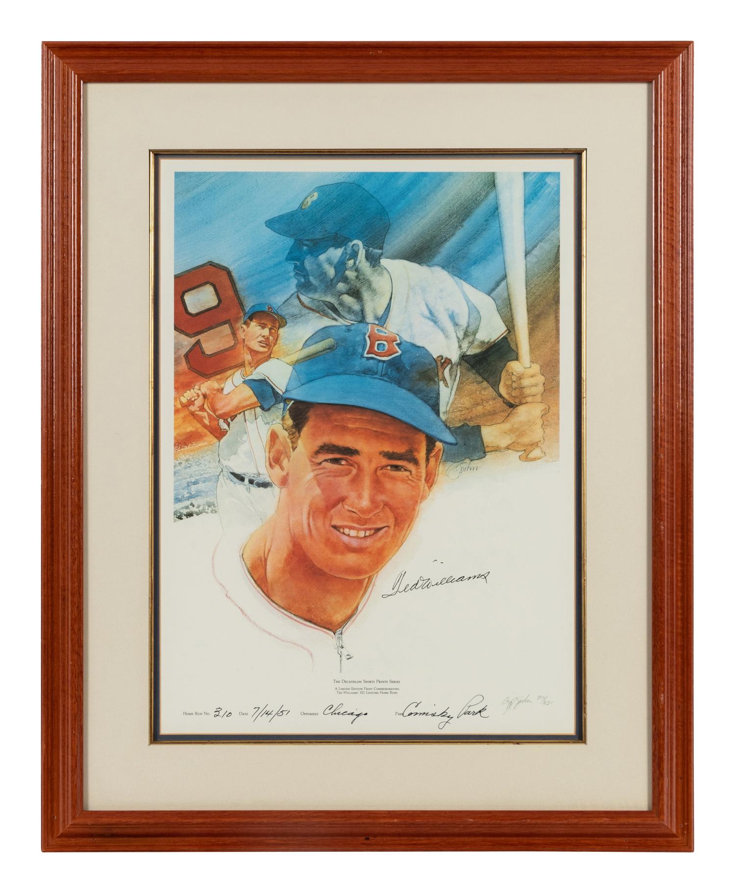 A Cliff Spohn Ted Williams Signed Autograph Limited Edition Print Formerly Displayed at Mike Ditka’s Restaurant