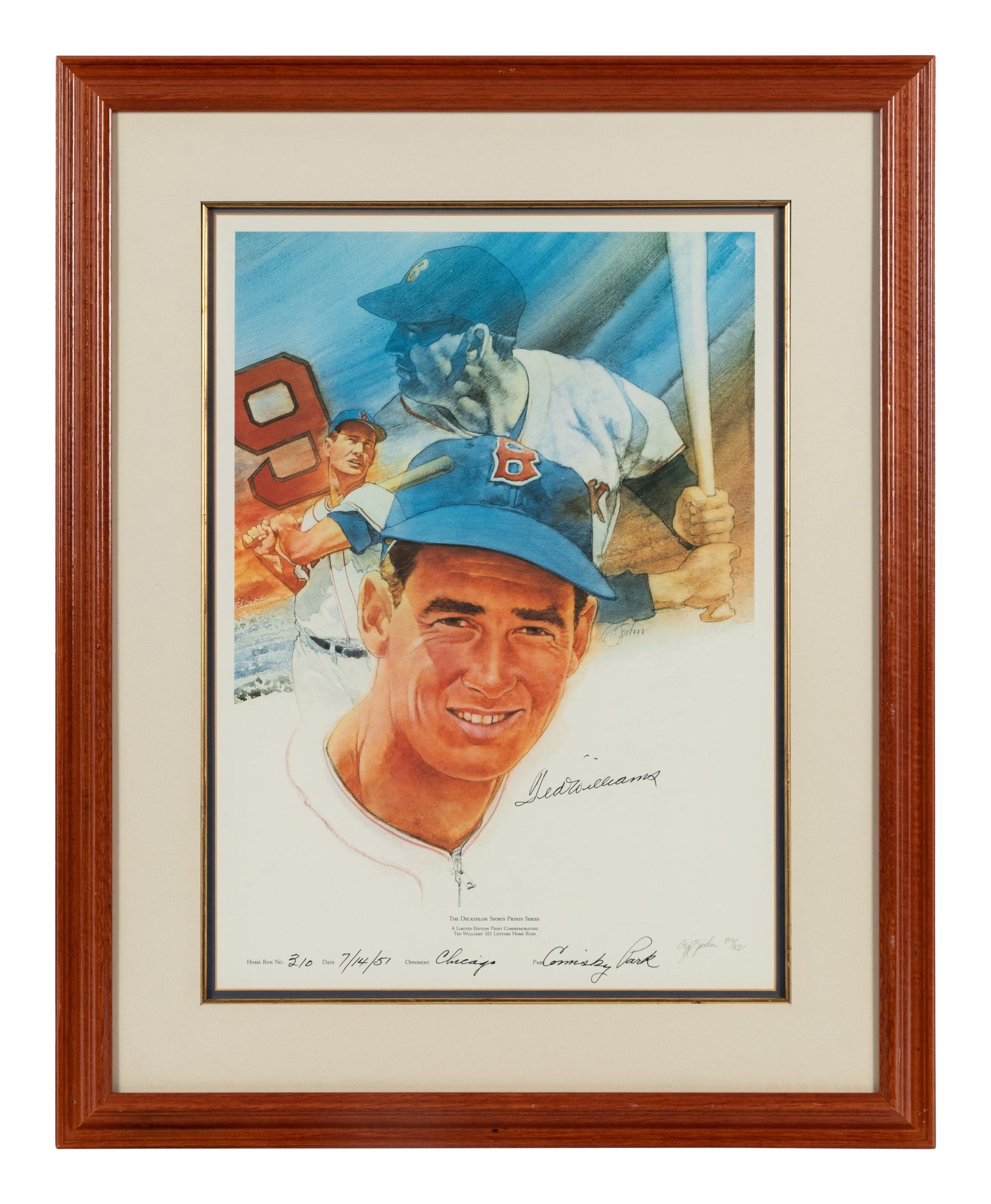 A Cliff Spohn Ted Williams Signed Autograph Limited Edition Print Formerly Displayed at Mike Ditka’s Restaurant