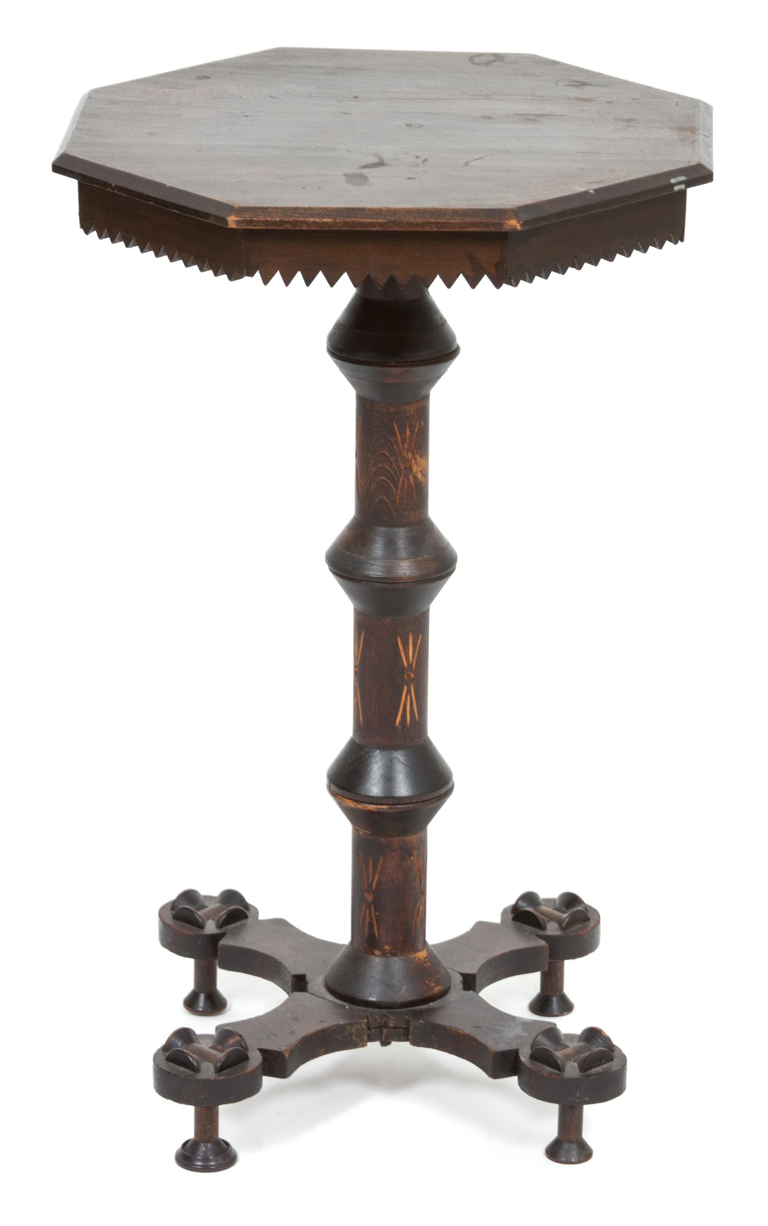 An American Pine Occasional Table Height 28 1/2 x diameter 18 3/4 inches. — LATE 19TH CENTURY