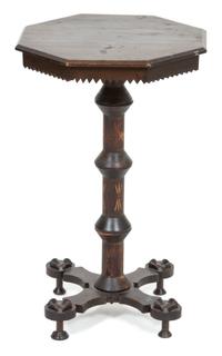 An American Pine Occasional Table Height 28 1/2 x diameter 18 3/4 inches. — LATE 19TH CENTURY
