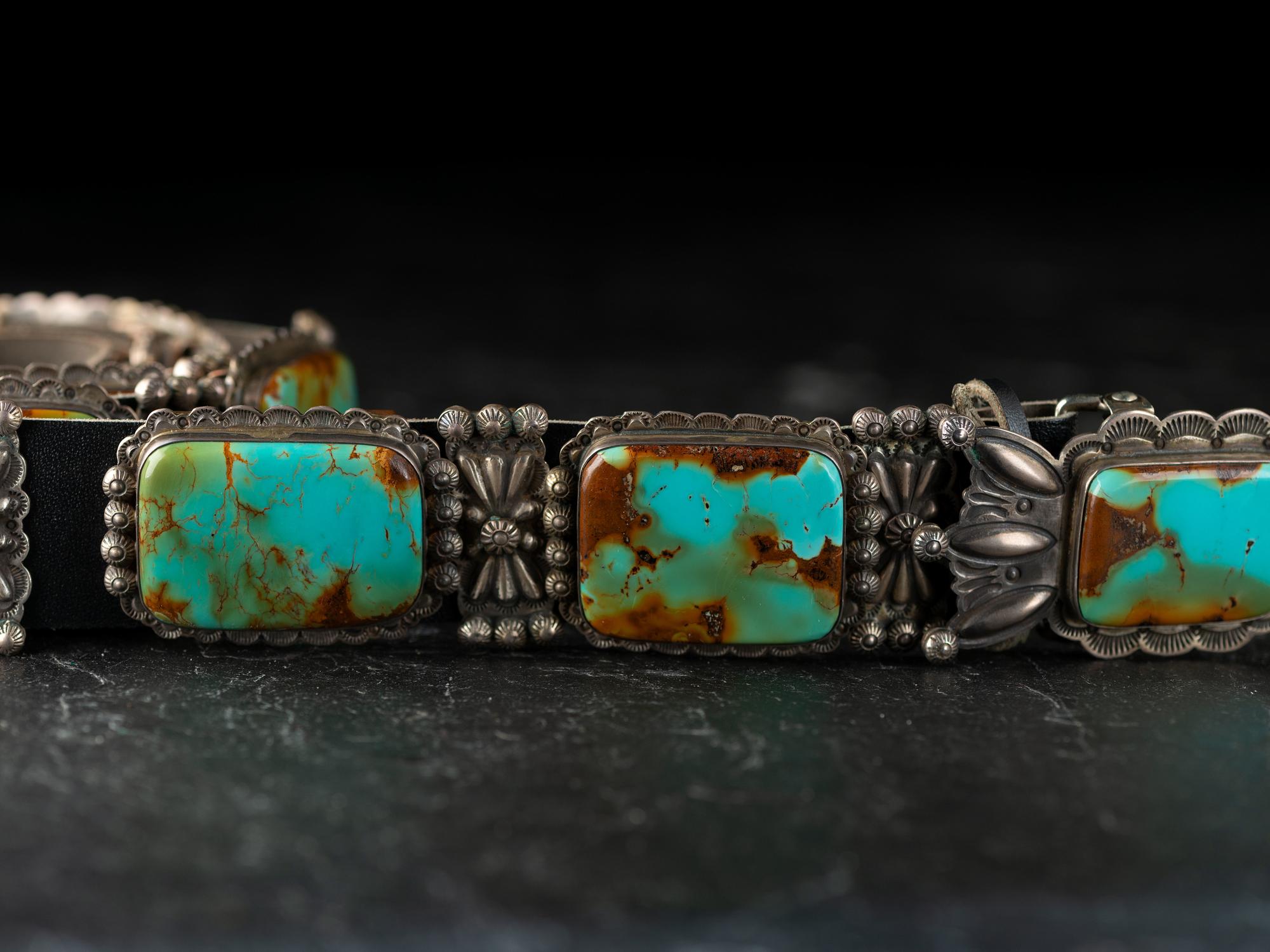 Sterling Silver and Royston Turquoise Concha Belt