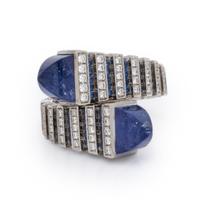 Marli, 'Cleo Jazz', Tanzanite, Sapphire, Diamond, and White Gold Ring