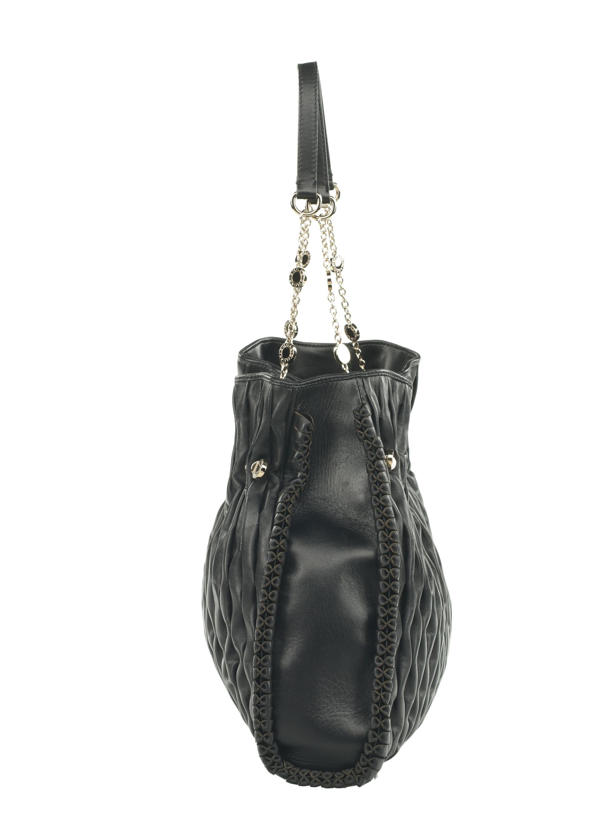 Bvlgari Pleated Leather Twit Tote