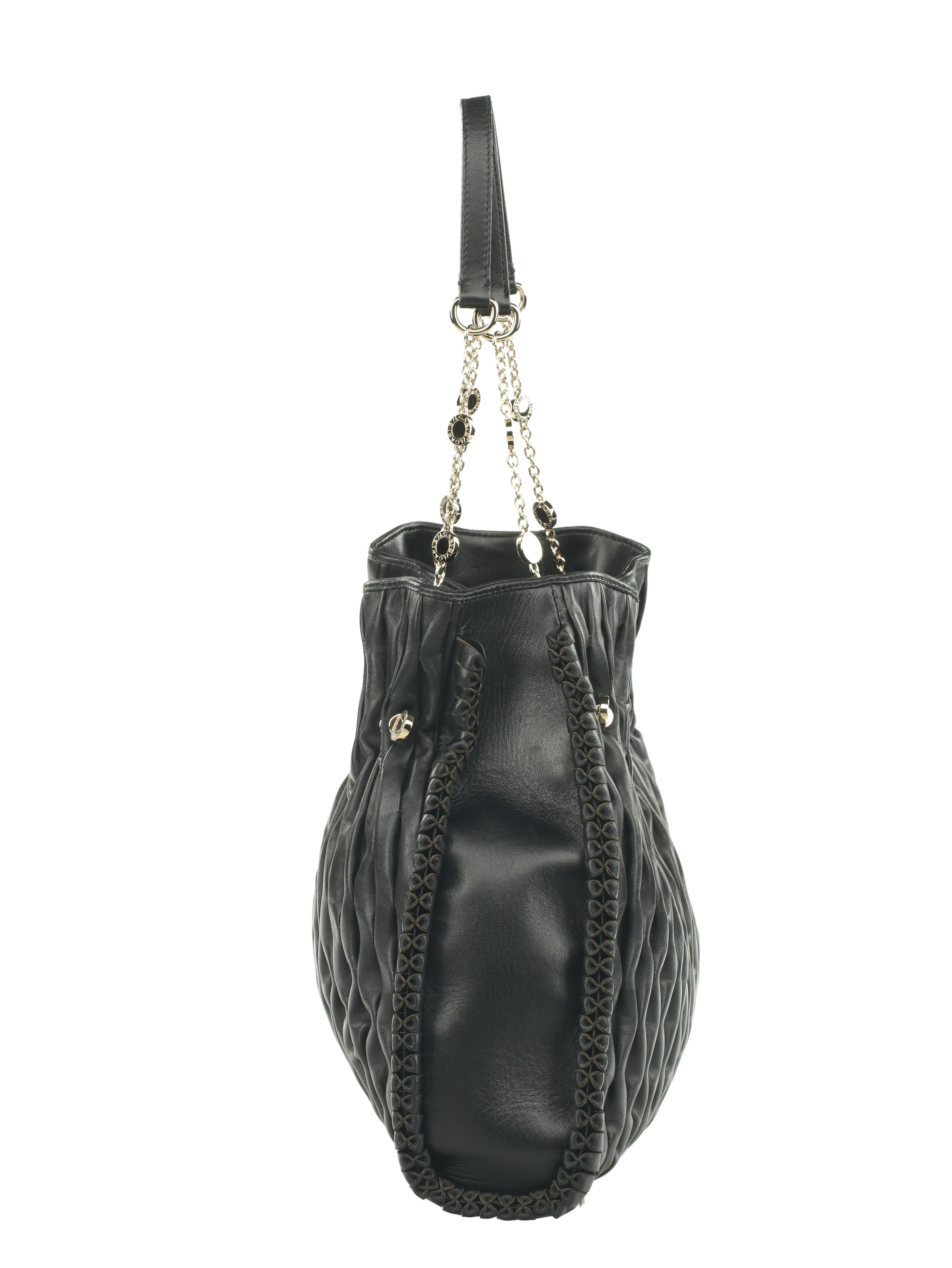 Bvlgari Pleated Leather Twit Tote