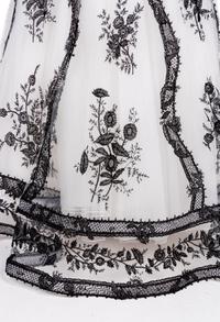 Oscar de la Renta White Net with Black Lace Gown, 2000s