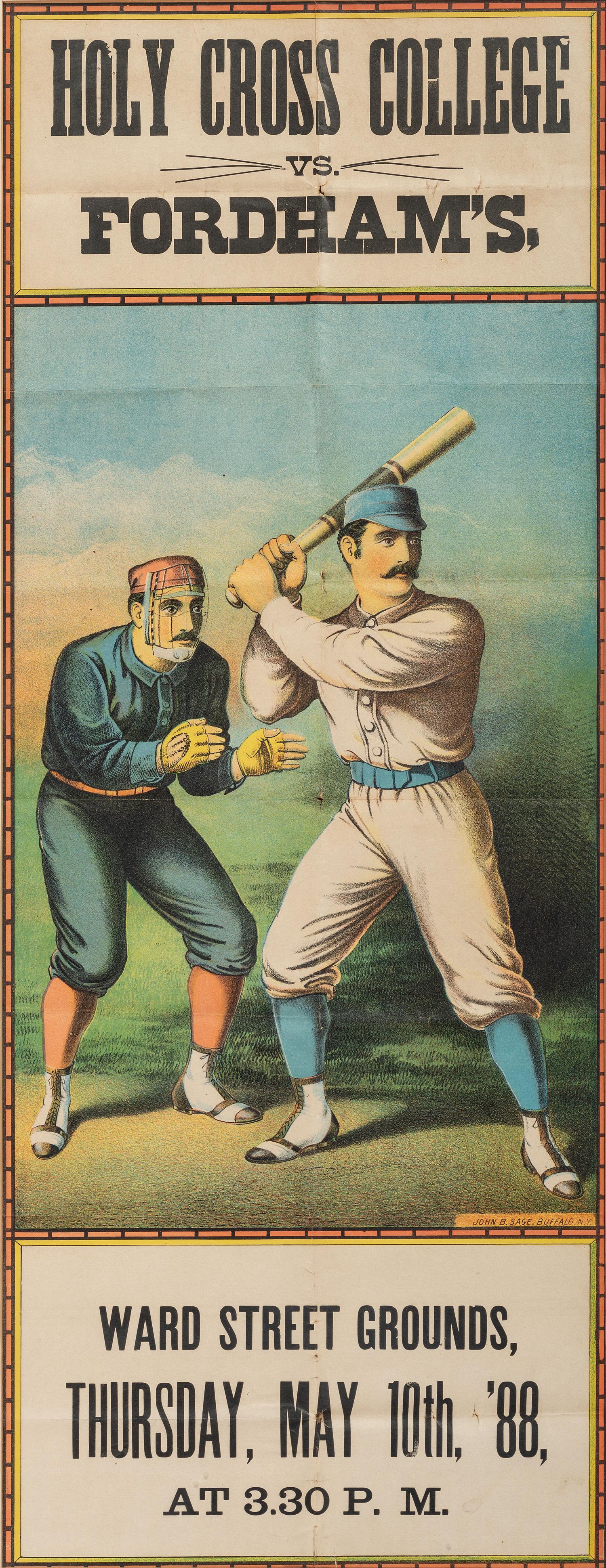 [SPORTS] -- [BASEBALL]. Holy Cross College vs. Fordham's. Buffalo, NY: John B. Sage, 10 May 1888.