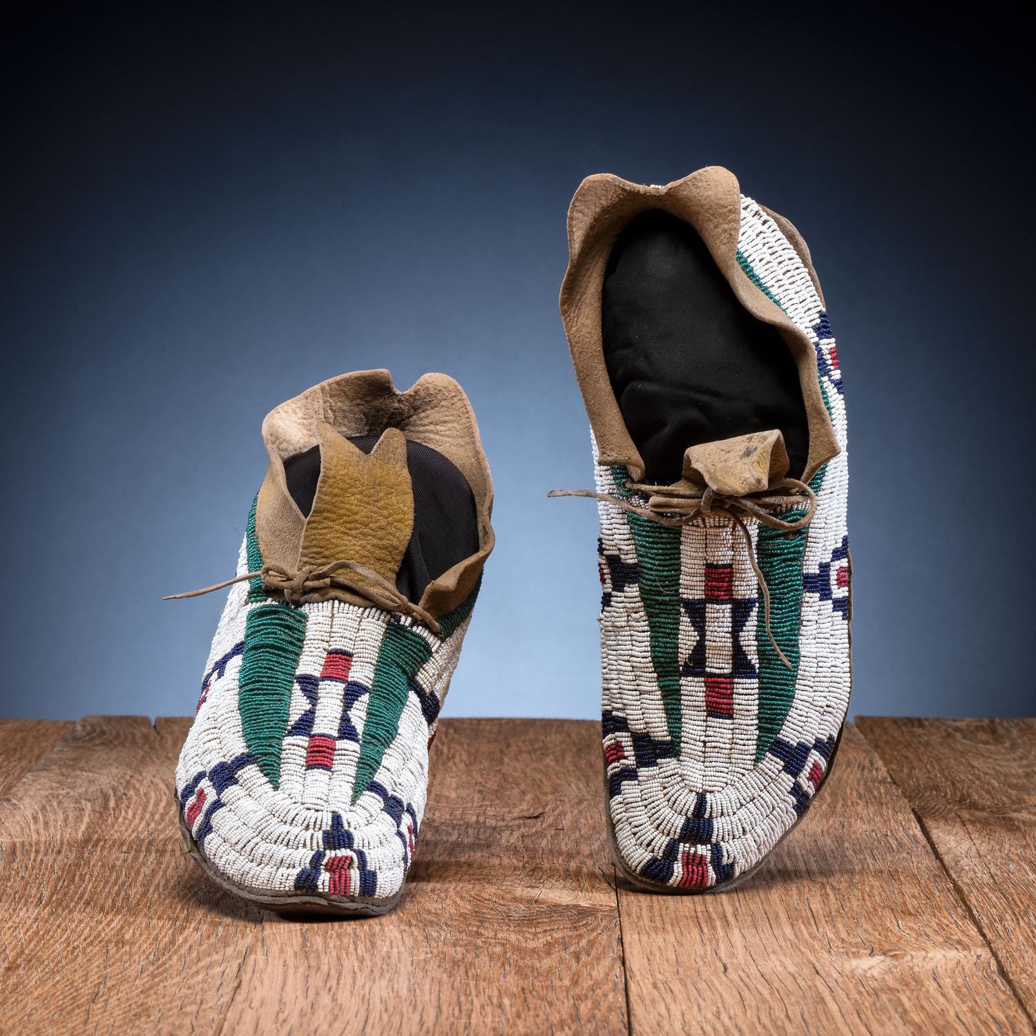 Cheyenne Beaded Hide Moccasins
