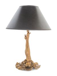 A Whimsical Gilt Metal "Cabaret Leg" Table Lamp