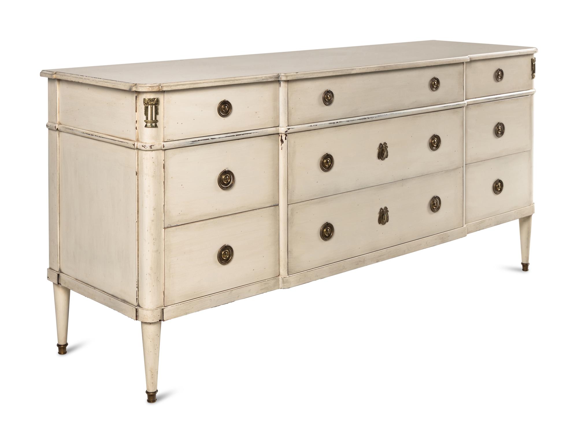 A White-Painted Breakfront Console Commode