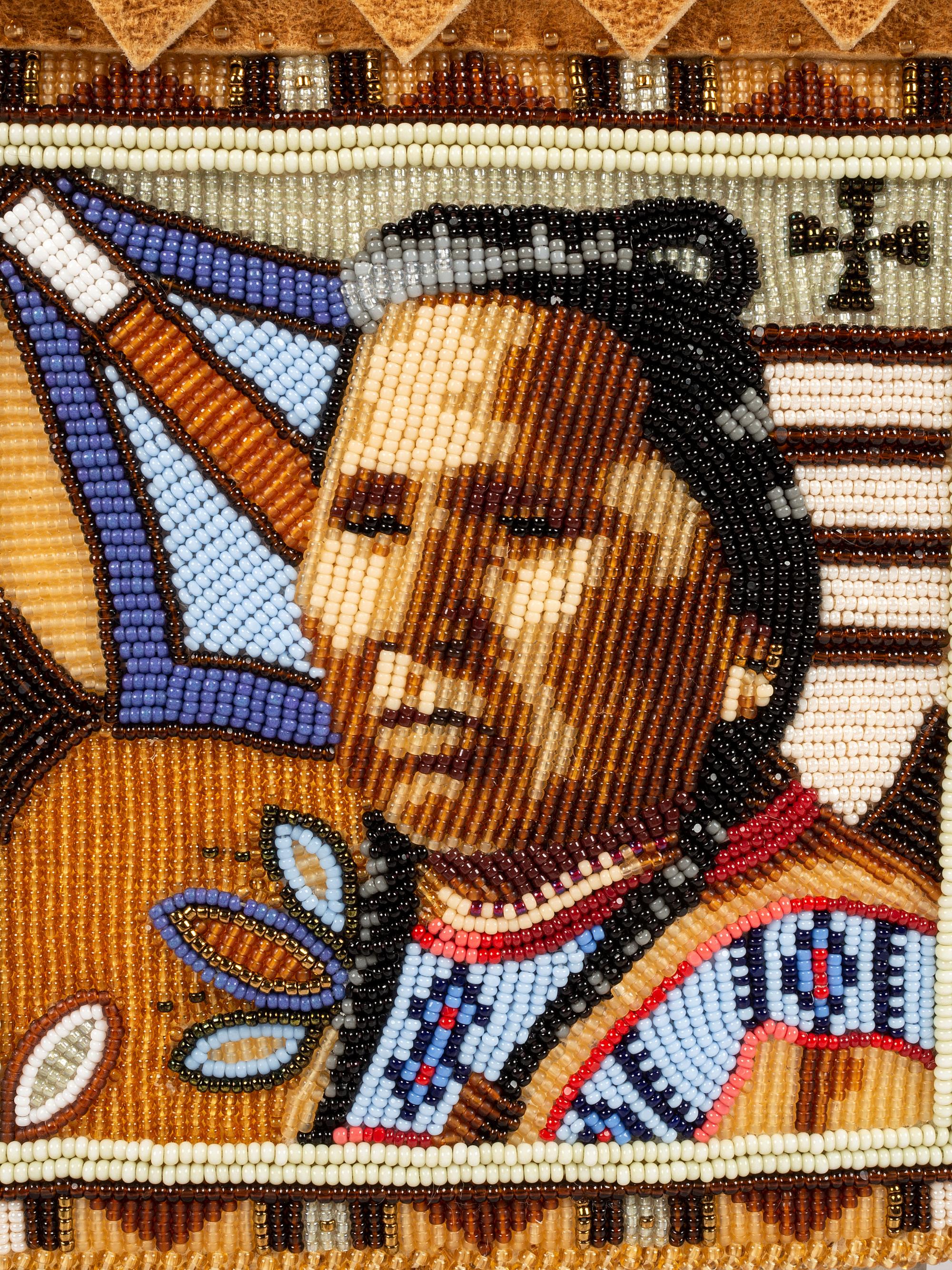 Triangular Beaded Trinket Box, Chief Joseph