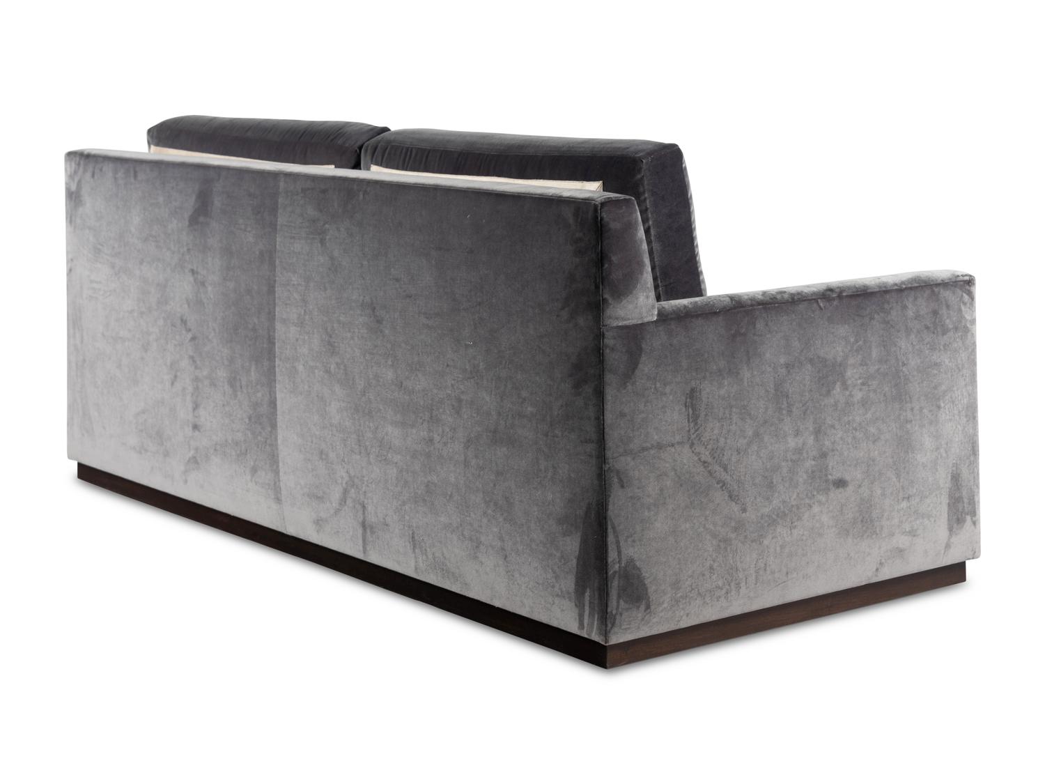 A Custom Velvet-Upholstered Two-Seat Sofa