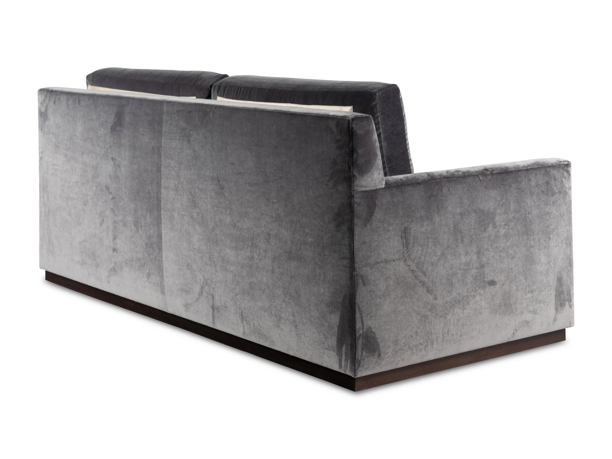 A Custom Velvet-Upholstered Two-Seat Sofa