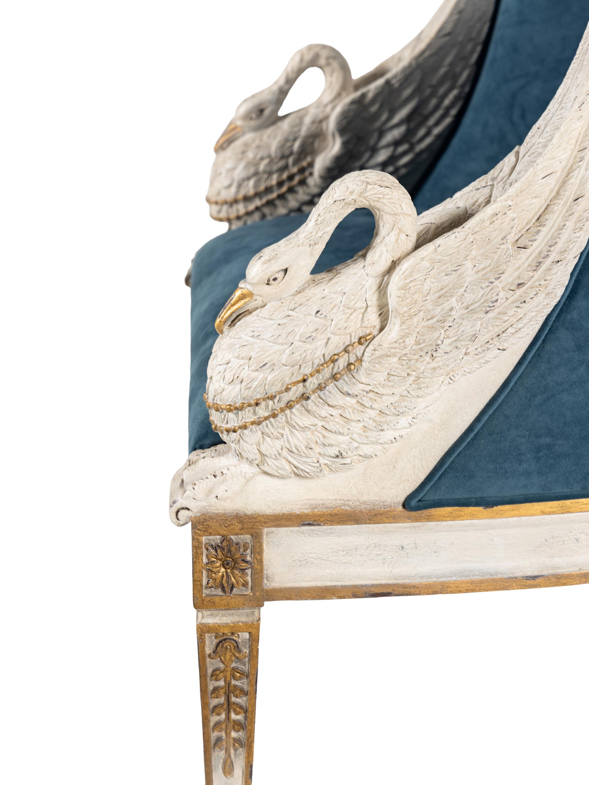 An Empire Style Painted and Parcel-Gilt Bergere