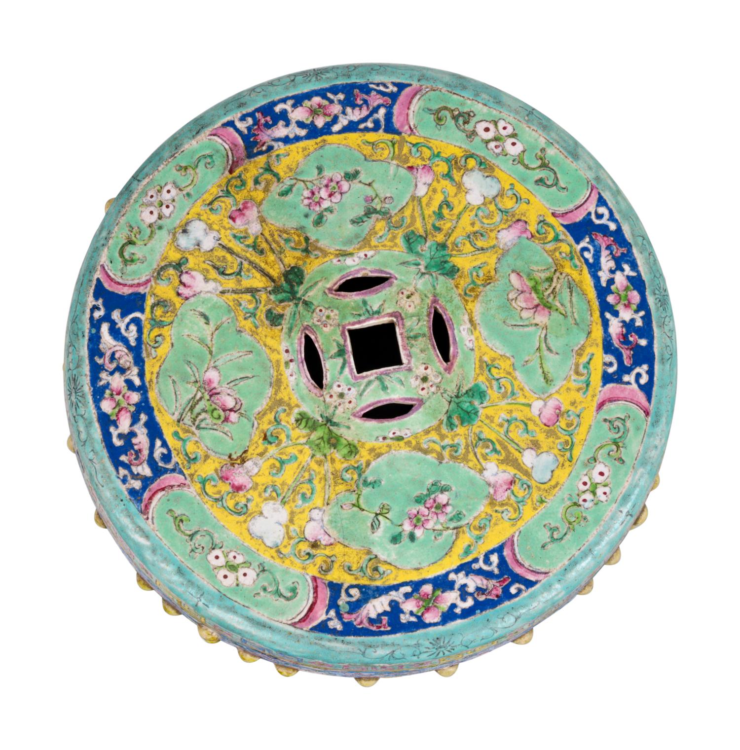 A Chinese Famille Jaune Enameled Porcelain Garden Seat